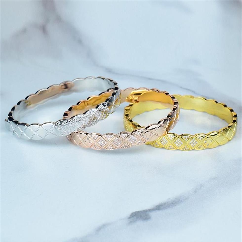 Bangle Brand Gold Luxury Jewelry For Women Men - Crush Bracelet Wedding Banquet Diamond Bracelet Engagement Geometric292r