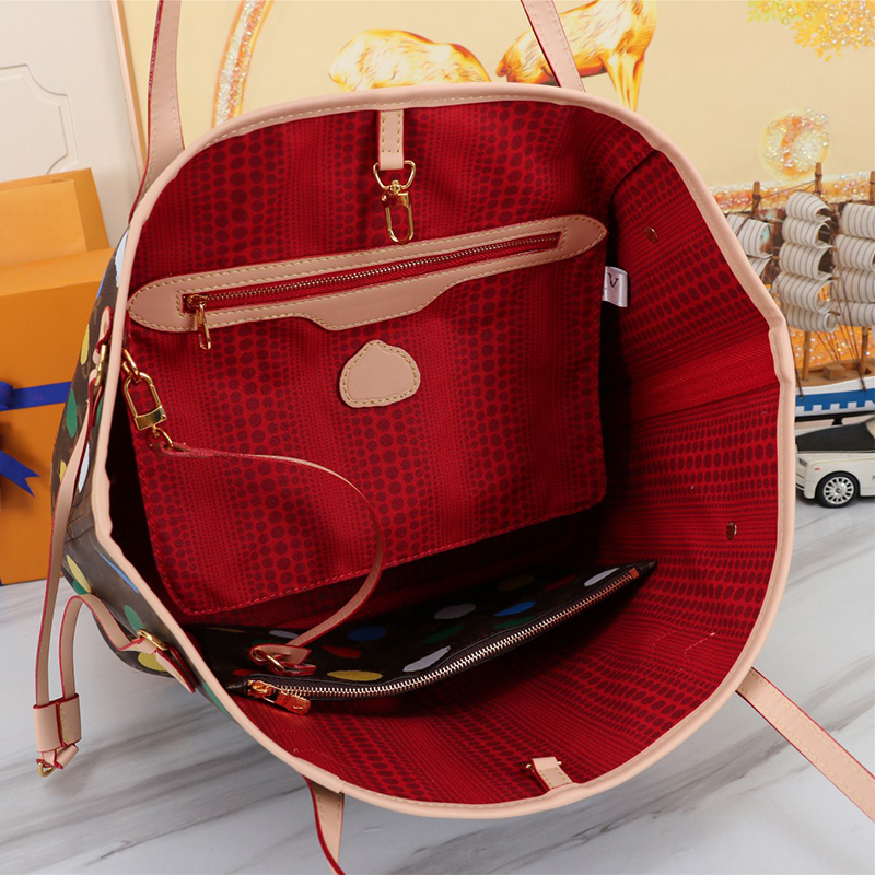 Designer Tote Bag Round Dot Pattern String Handväska Luxury Crossbody Bag Hög kapacitet axelväskor för kvinnor Nytt läder Komposit Bagwallet