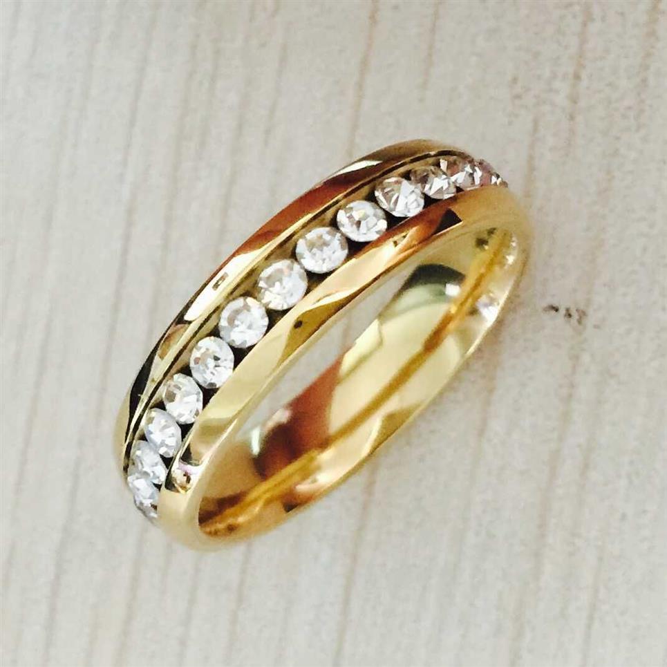 Famous Brand classic 6mm gold Color CZ zircon rings diamond Wedding Band lovers Ring for Women and Men299a