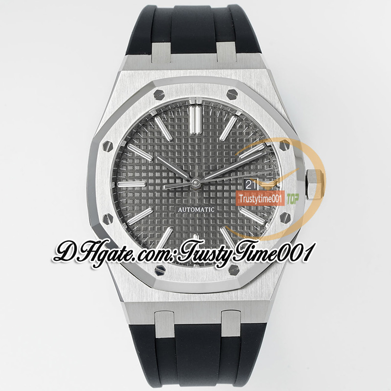 APSF V3 15400 SA3120 Orologio automatico da uomo 41 mm quadrante bianco strutturato indici cassa in acciaio cinturino in caucciù nero Super Edition trustytime001 Orologi ultrasottili