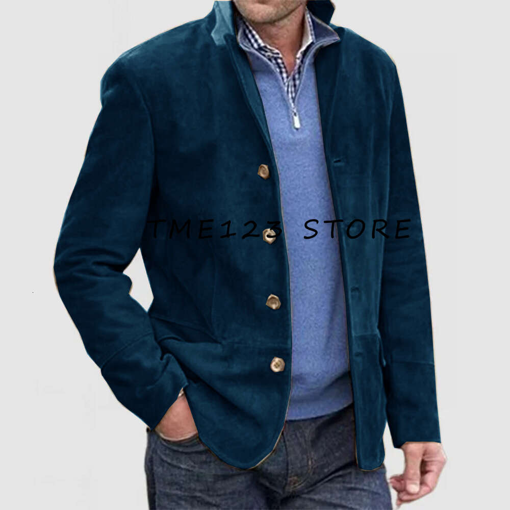 Elegant Man Suit Jackets for Mens High Quality Suede Single Breasted Casual Business Street Simple Style Men's Frock Coat