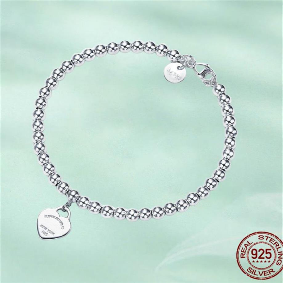 T Designer coeur tag pendentif perle chaîne bracelet de luxe classique collier boucles d'oreilles bague ensembles 925 bijoux en argent sterling rose262q