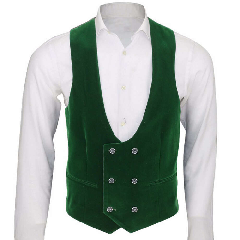 Mäns veet dubbelbröst i ett stycke herrdräkt V-ringning Slim-Fit Fashion Custom Wedding Vest