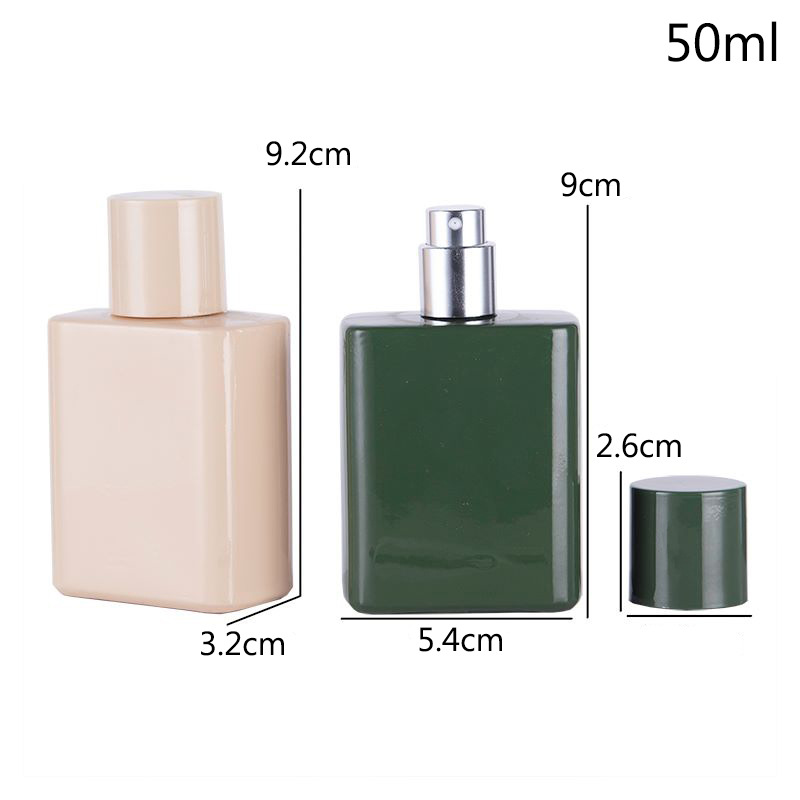 Rosa glas parfymflaska 30 ml 50 ml 100 ml tom fyrkantig form grön doft återfyllbara containrar doft kosmetisk förpackning atomizer sparken dimma flaskor