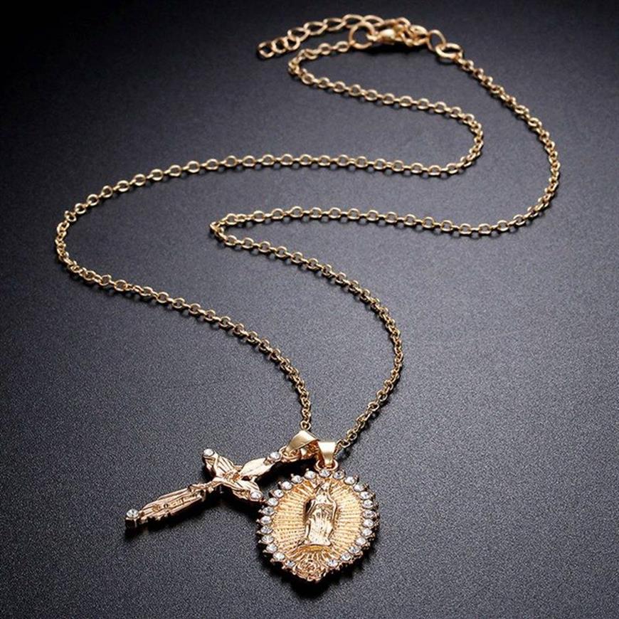 Mode catholique jésus Crucifix croix vierge marie pendentif collier Religion foi clavicule collier 1993