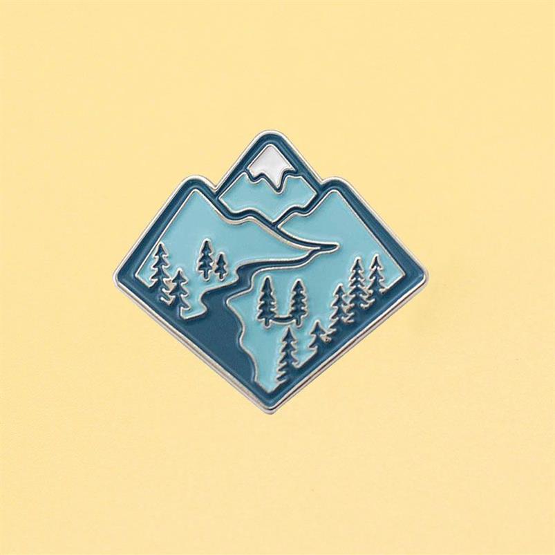 Mountain Adventure Emamel Pins Cute Forest Landscape Outdoors Explore Nature Metal Cartoon Brosch Fashion Jewelry Lapel Badges1272i