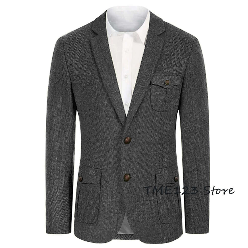 Herrenjacke Casual Business Slim Fit Blazer Hombre Anzug Fischgramm Terno Maskulino Herren Kleidung