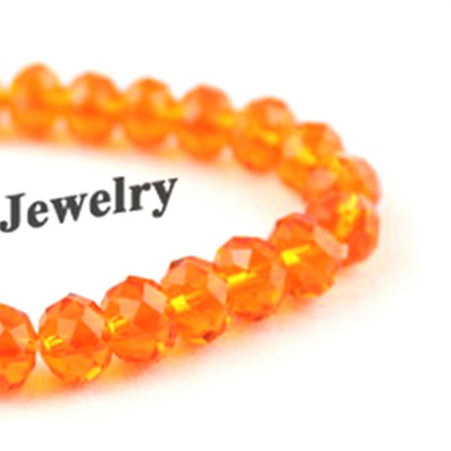 Oranje Kleur 8mm Facet Kristal Kralen Armband Voor Vrouwen Eenvoudige Stijl Rekbare Armbanden 20 stks Whole190e