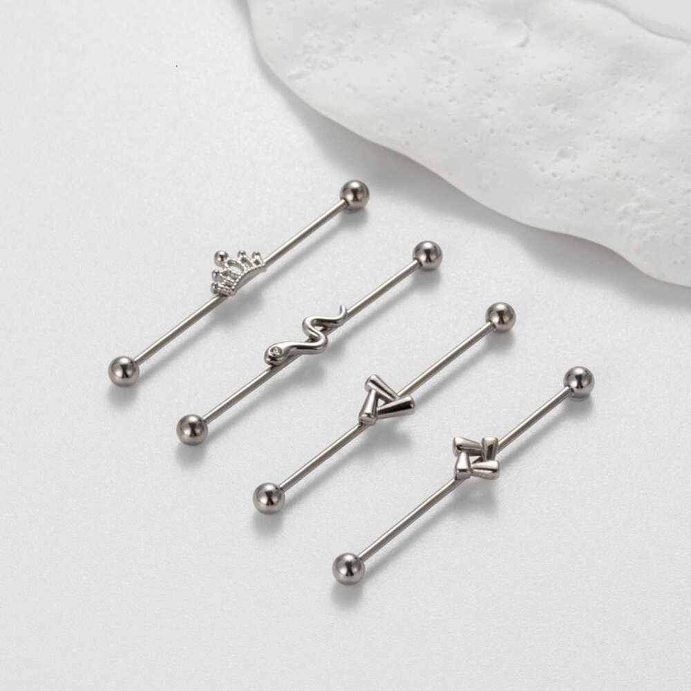 Rak kirurgiskt rostfritt stål Industriell skivstång Helix Ear Bar Ball Broskörörhängen Stud Bling1.2mm Double Head Screw Rod Crown Bridgel Piercing Body Jewelry