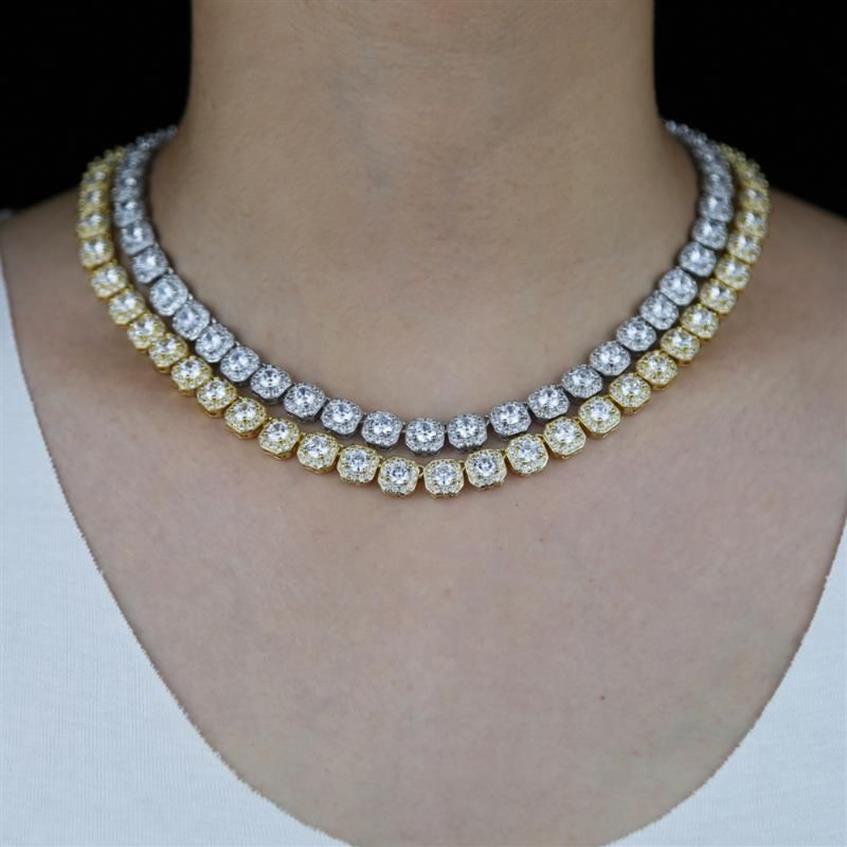 Choker Iced Out Bling 5A Cubic Zirconia Cz Women Jewelry Geometric All Round Clear Paved Cluster Tennis Chain Choker Necklace222n