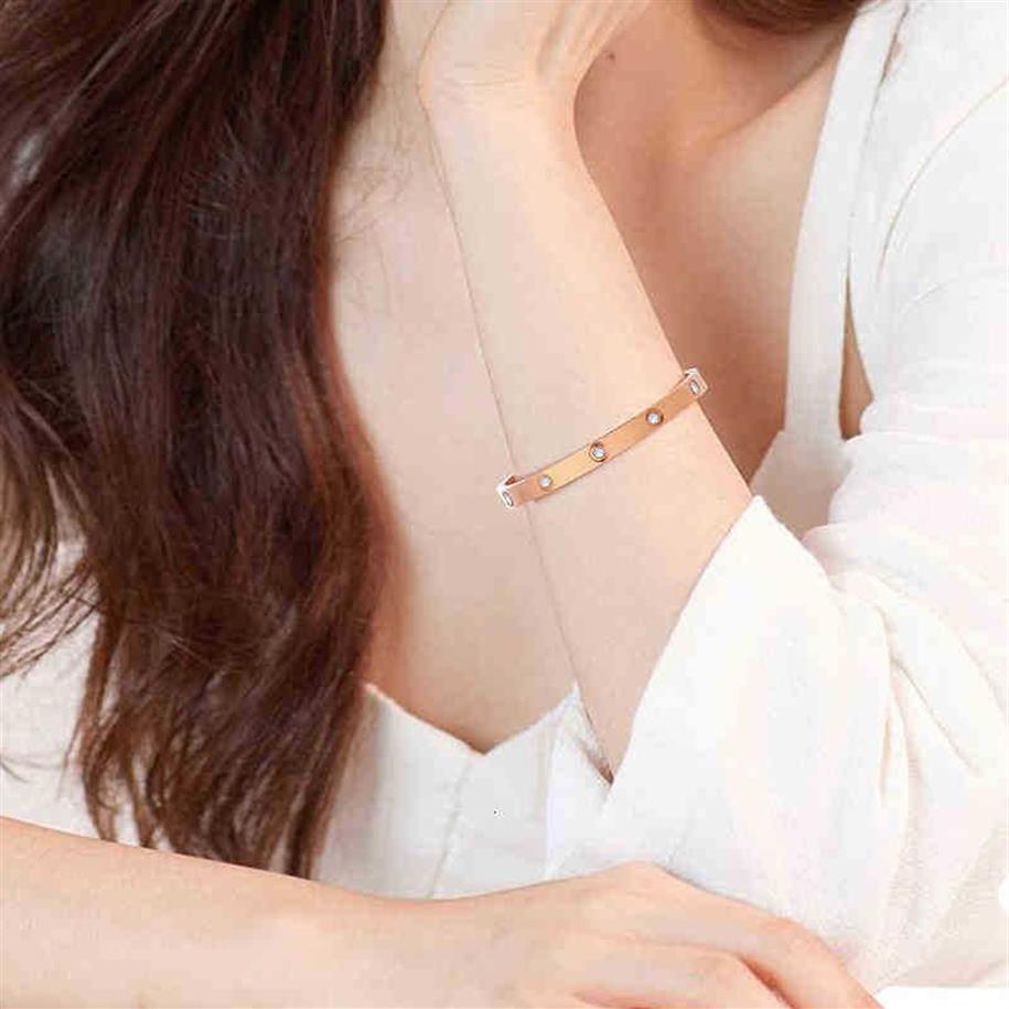lettre bracelet manchette bracelet designer vis bracelets tournevis titane acier or argent 4CZ perceuse pour femmes hommes cadeau de fête d320u