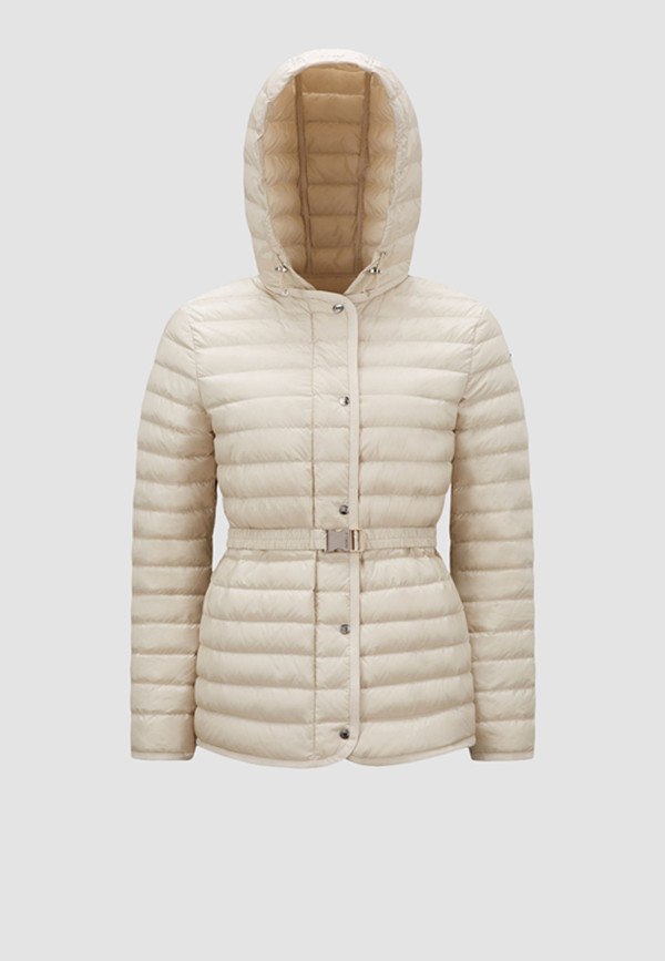 2024 가을 겨울 여성의 흰 오리 다운 파카 재킷 지퍼 후드 스트라이프 여성의 슬림 한 짧은 코트 mkw24001