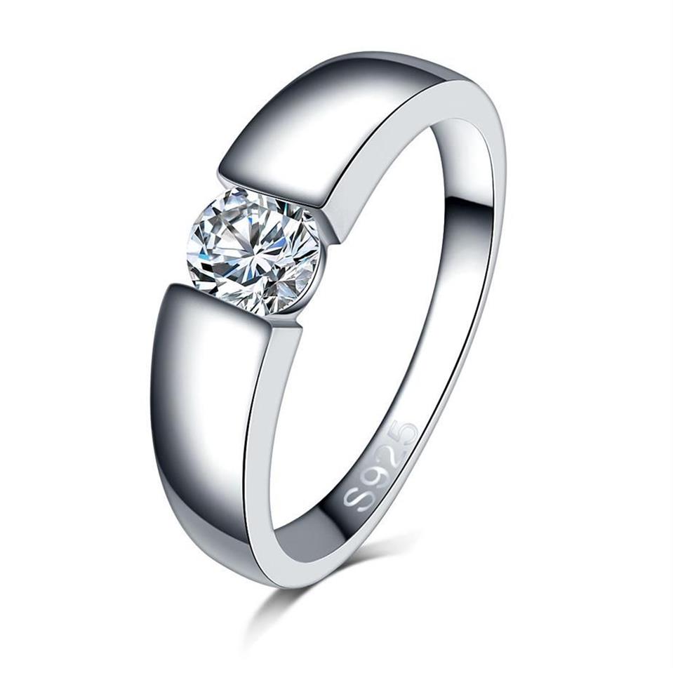 Veri anelli in argento sterling 925 con diamanti Moissanite donna uomo Argento fidanzamento amore Gioielli Intero size6 7 8 9 10 11187S