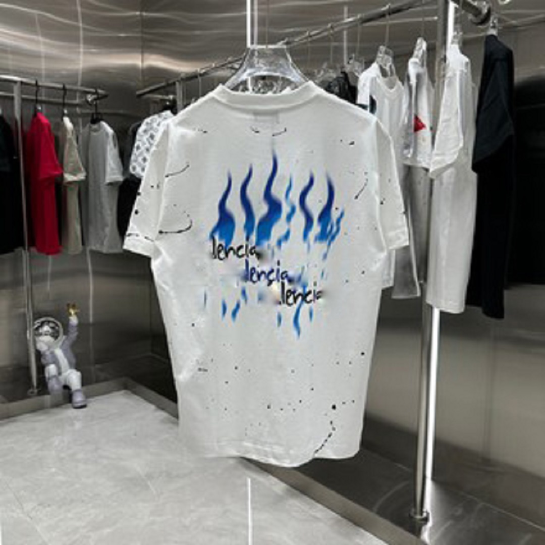 Camiseta masculina designer tshirt verão novo em torno do pescoço de manga curta carta salpicos graffiti camisa solta feminina rua tendência moda
