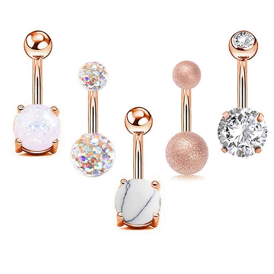 DS82 Sexy 316L Surgical Steel Bar Belly Button Rings Women Crystal ball Girls Navel Piercing Barbell Earring Stone Body Jewel299p