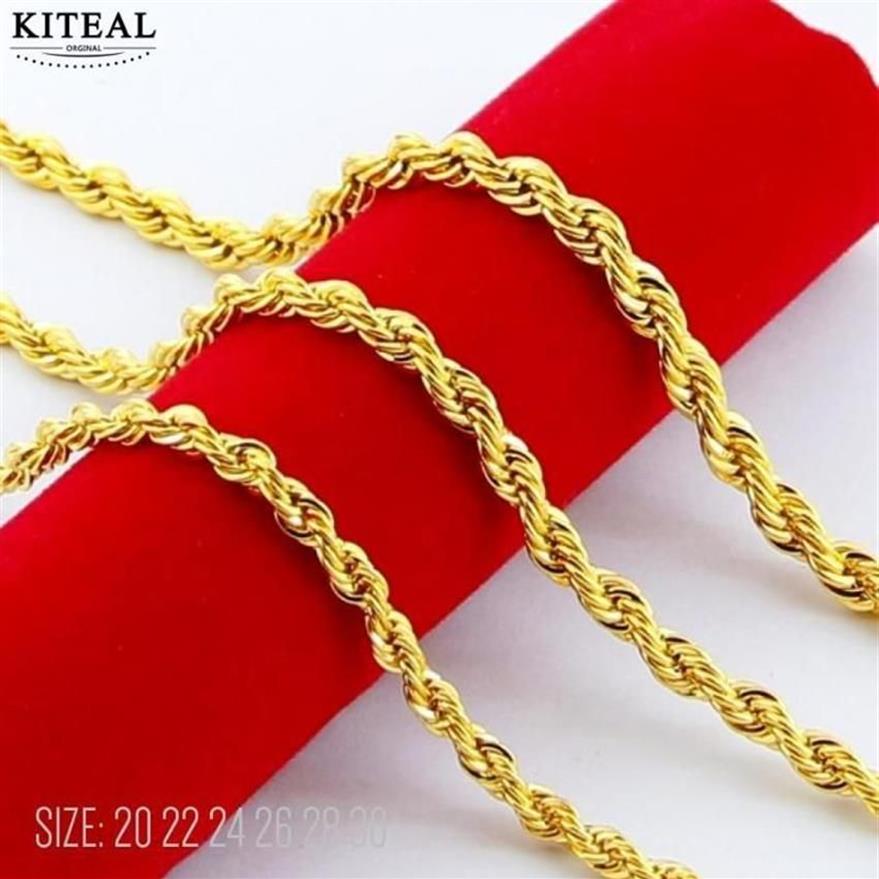 24k Gold Color Filled 3 4 5 6mm Rope Necklace Chain For Men&Women Bracelet Golden Jewelry Accessories Chokers218A