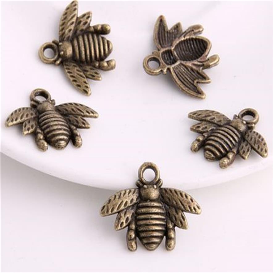 Alliage Style vintage bronze argent zinc alliage miel abeille charmes collier pendentif pour les bijoux faisant 21x16mm231g