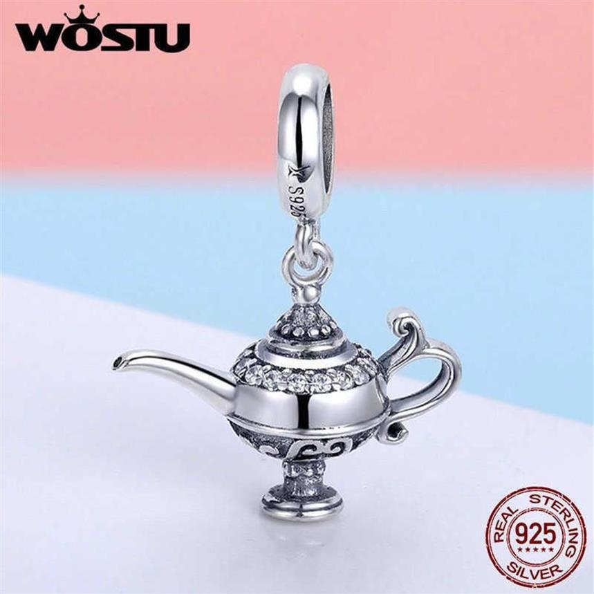 WOSTU 925 Sterling Silver Lamp of Aladdin Dangle Charm Fit Original DIY Beads Bracelet Lucky Jewelry Gift FIC7032916