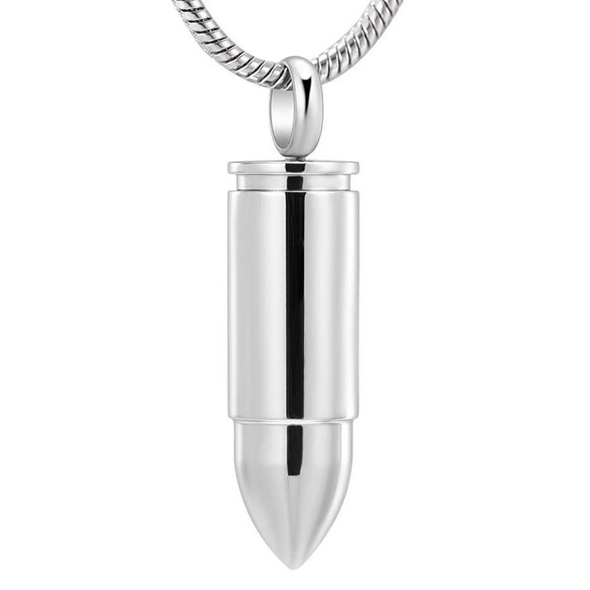 Top Polishing Bullet Urn Ash Holder Keepsake Jewelry Men Women Necklace Stainless Steel Cremation Pendants and Charms265V