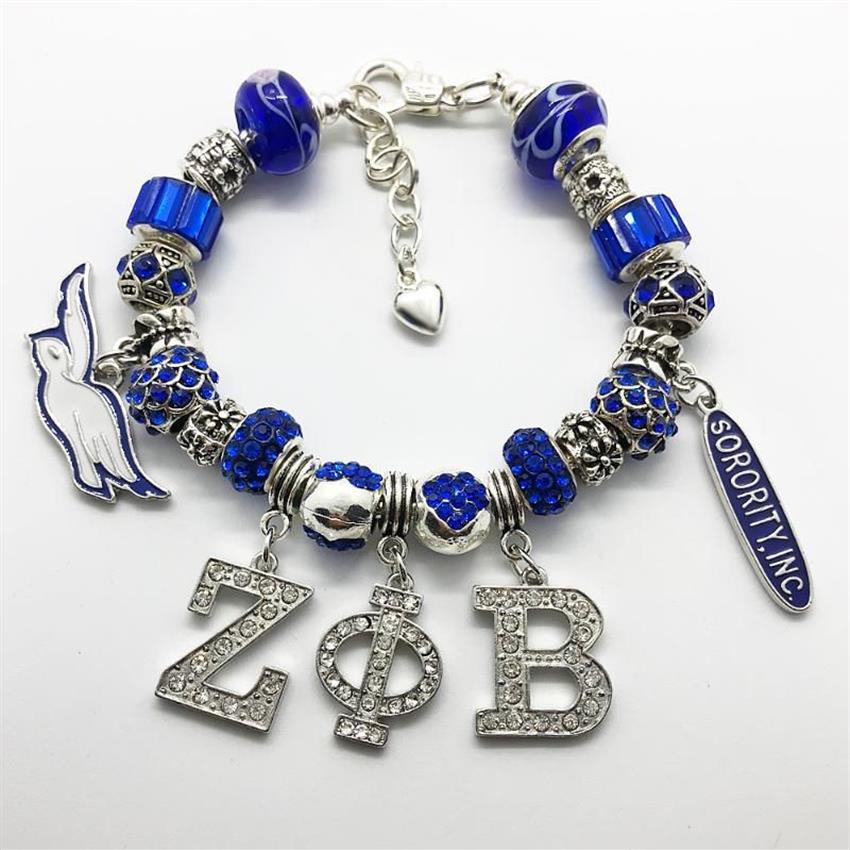 Moda DIY Crystal Big Hole Porki ZPB Bolek grecki społeczeństwo Zeta Phi Beta Sorority Biżuteria bransoletka 293y