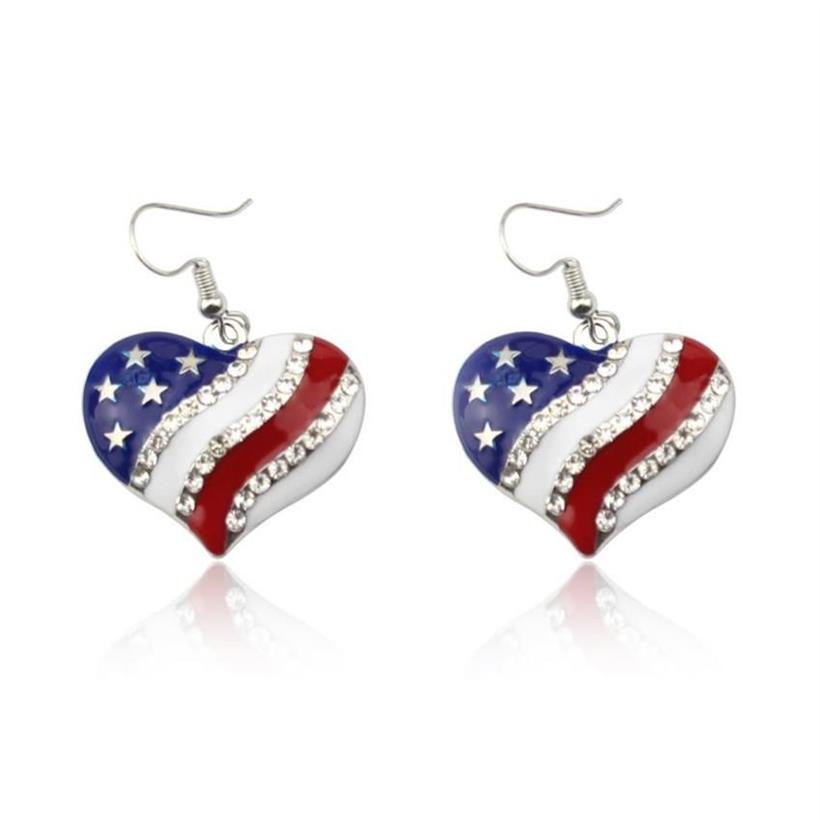 America Flag 4 juli Heart Drop Earrings American Flag Heart Shape Earrings285h