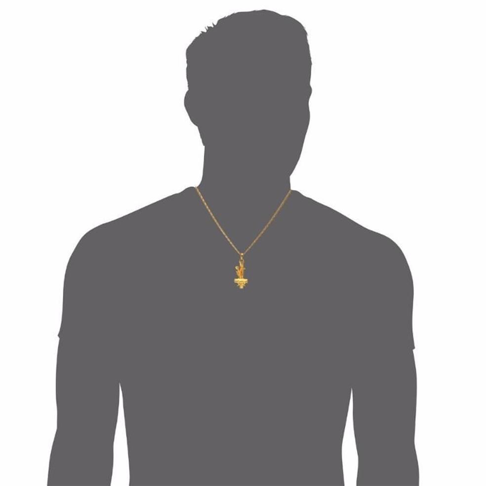 Pendant Necklaces U7 Inverted St Peter Cross Necklace & Gold Color Skull Gothic Occult Satanic Men Jewelry Devil Upside Down P8232708