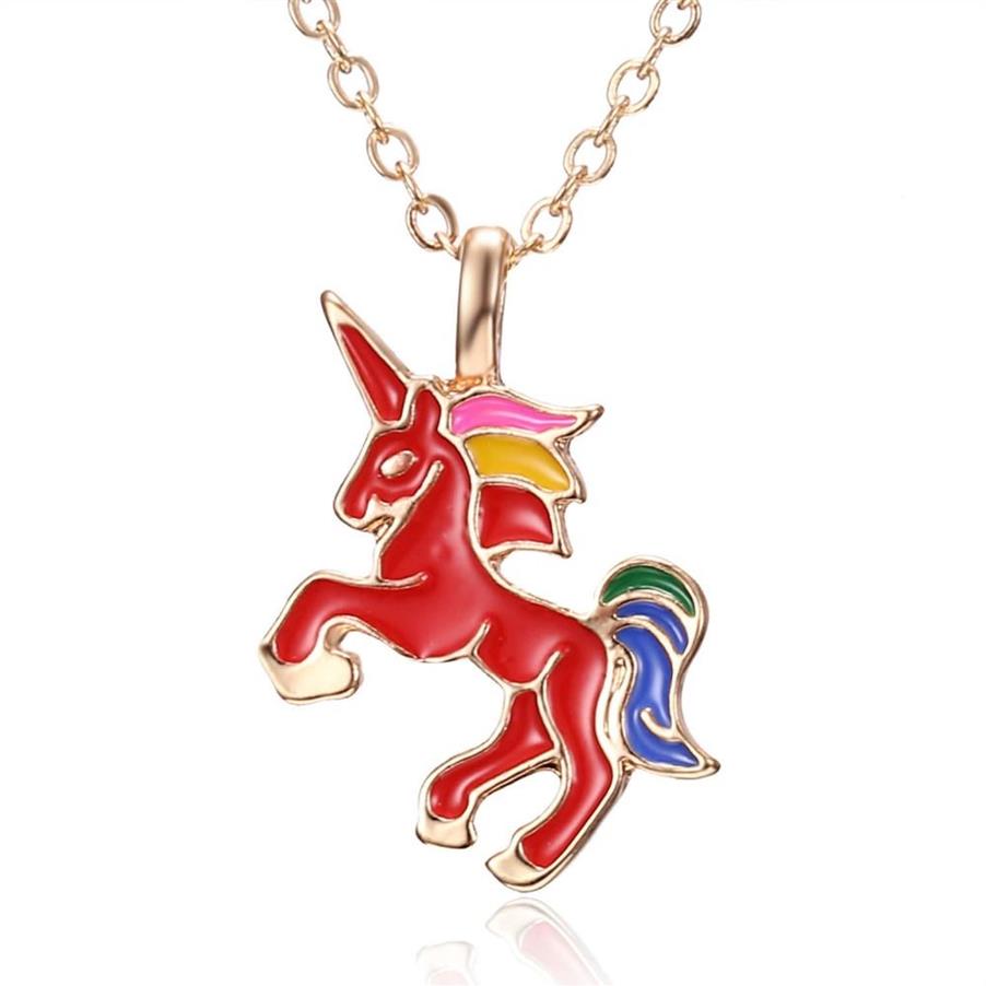 HORSE Necklace For Girls Children Kids Enamel Cartoon Horse jewelry accessories Women Animal Necklace Pendant235T