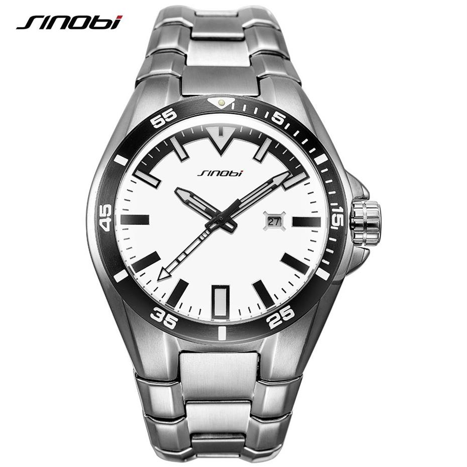 Sinobi Men Business Watch Full Stainless Steel Luxury Highdury Highdwatch Luminous Hands Waterproof Relogio Masculino2528