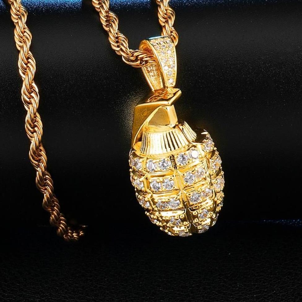 Fuori cubica cravatta a pendente a pendente con granata con zircone con catena hip hop oro hip hop gold geliettali uomini donne275z