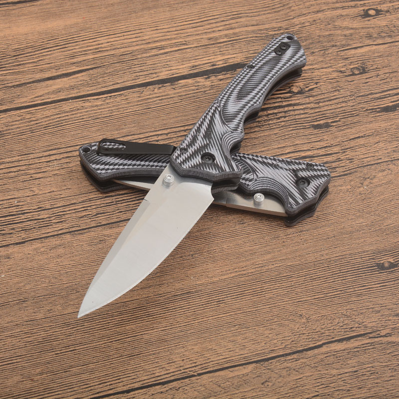 Couteau pliant BM1401 de haute qualité D2 Satin Blade G10 Handle Mini Rukus Edc Pocket Dossier Couteaux