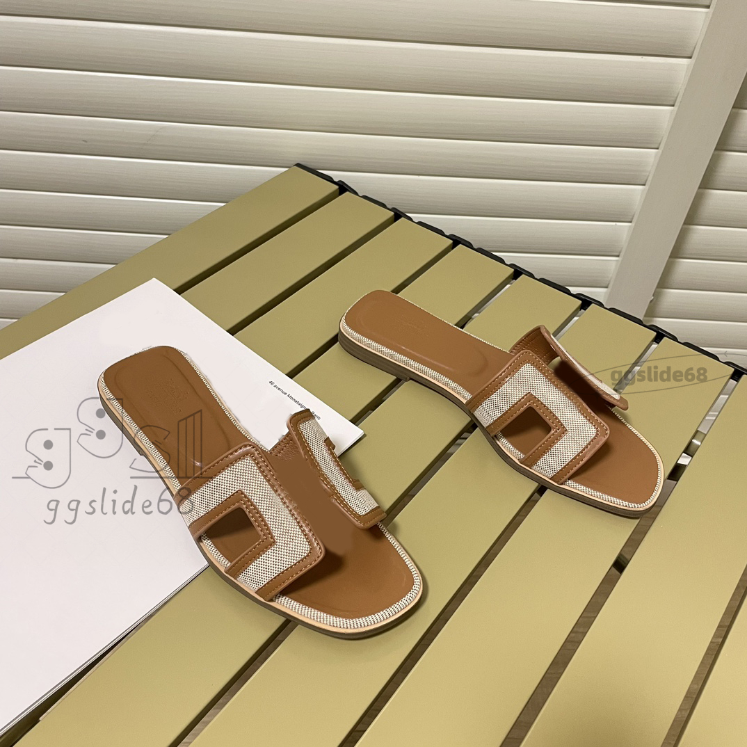 Designer slippers beach slides classic flat heel summer lazy fashion cartoon Rubber flip flops leather slippers women's shoes sexy sandals large