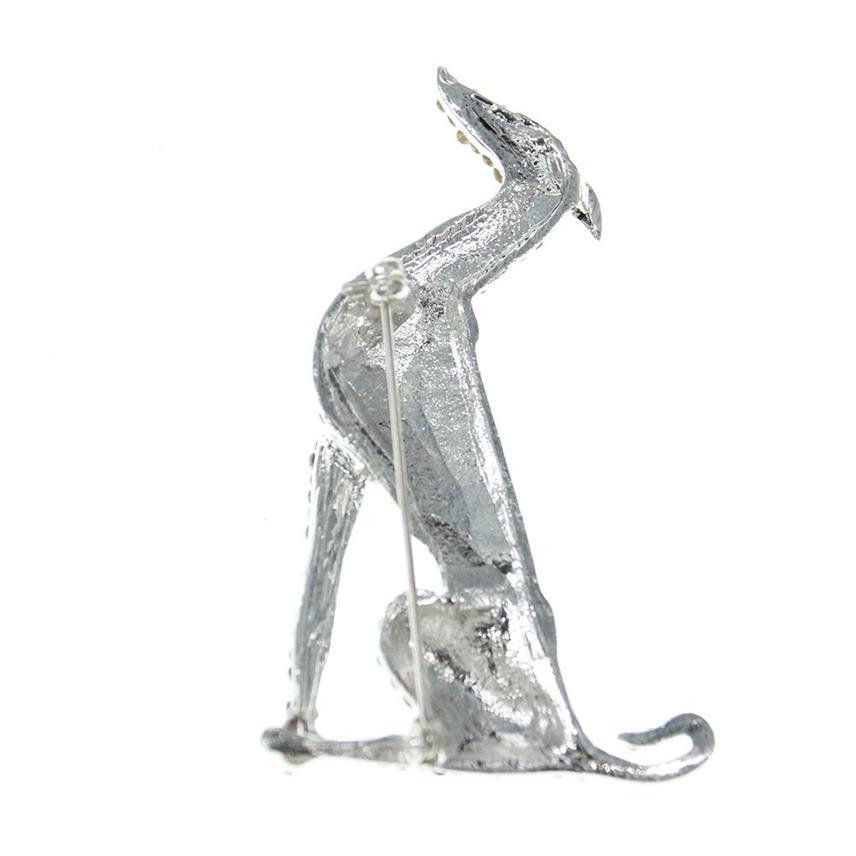 10st 63mm Greyhound Dog Brooch Pin Clear Rhinestone Silver Tone Black and Red Emalj Brosches Animal Fashion Jewelry257K