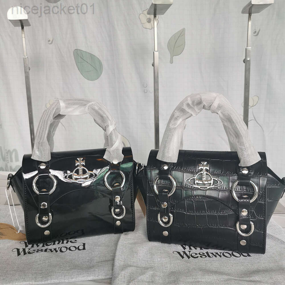 디자이너 Viviane Westwoods Bag Viviennewestwood Dowager 's Bag 여자의 새로운 토성 악어 패턴 래커 가죽 핸드 헬드 만두 가방 베티 미니 크로스 바디 백