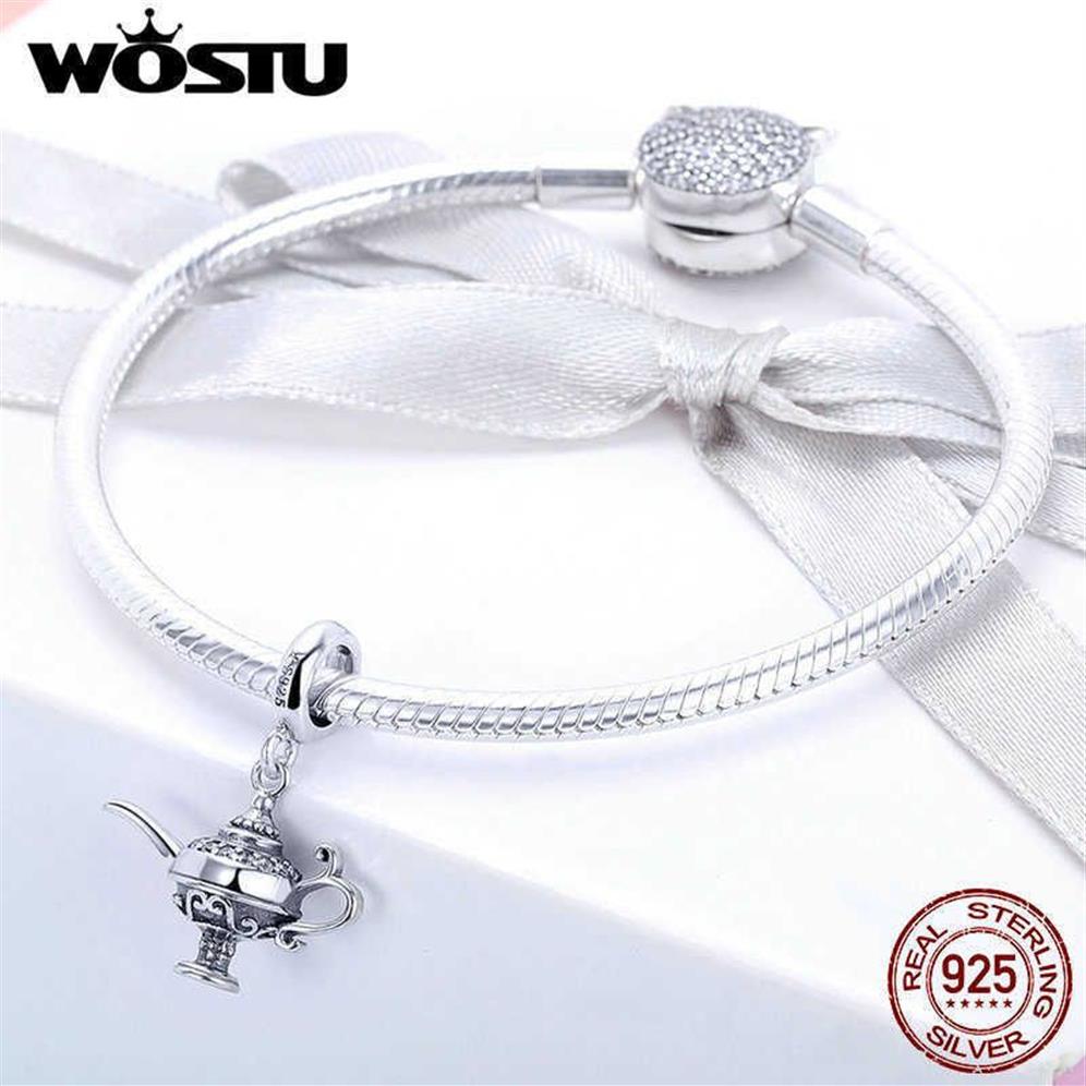 WOSTU 925 Lámpara de plata esterlina de Aladdin Dangle Charm Fit Original Diy Beads Pulsera de joyería de la suerte FIC7032916