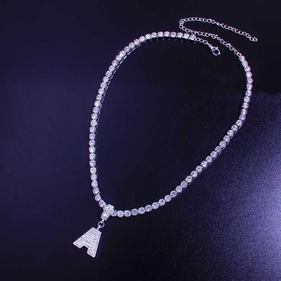 Stonefans 26 Buchstabe Halskette Alphabet Choker für Frauen Charme Strass Einfacher Kristall Halskette Anhänger Statement Stück Kette332l