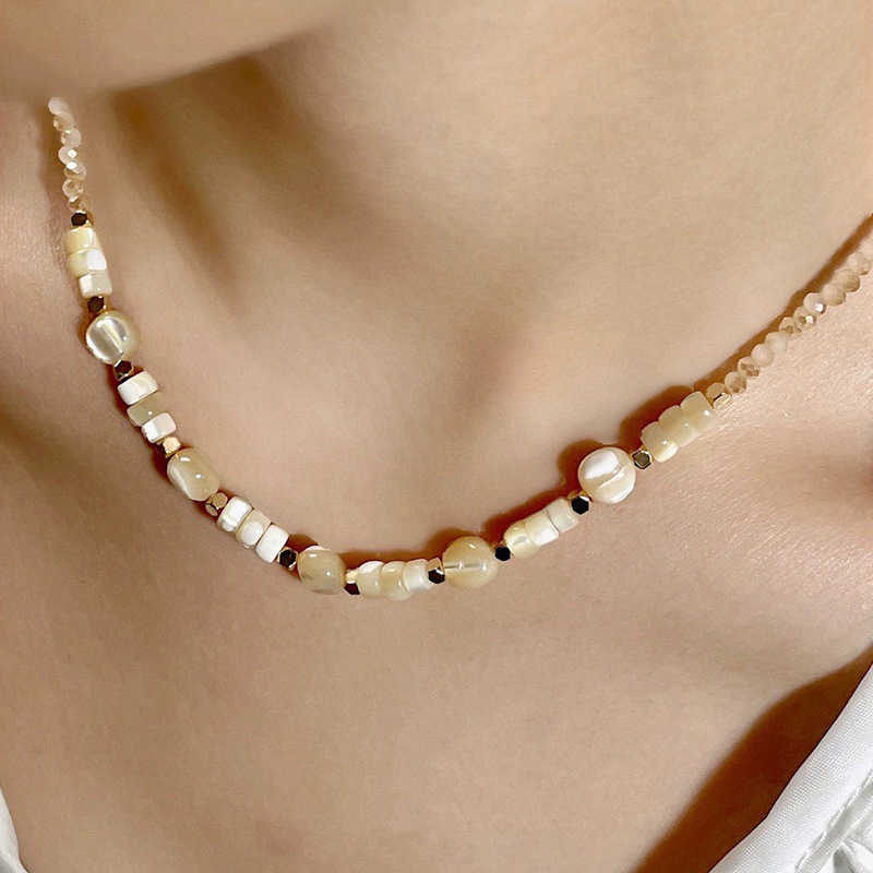 2024 ONTWERPERS Same Stone Shell Champagne kralenketting voor dames met een kleine geur en veelzijdige kraagketting