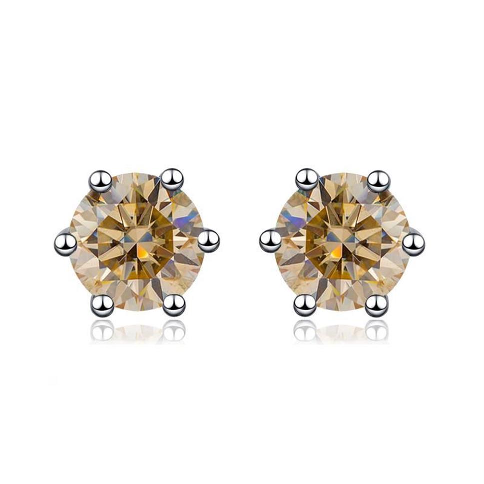 Stud BOEYCJR 925 Classic 6 Prongs Silver 0 5 1 2ct Blue Moissanite VVS1 Fine Jewelry Diamond Earring For Women Gift2528