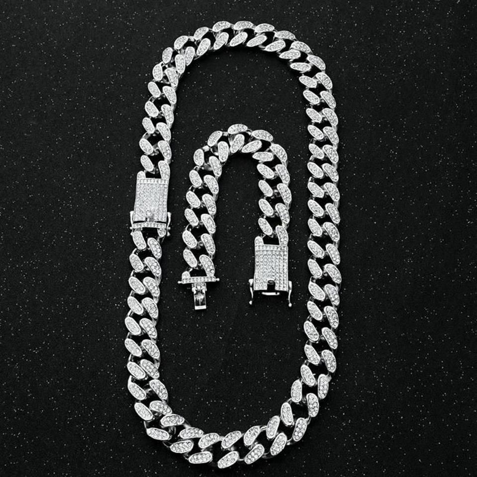 Mens 20mm Heavy Iced Out Miami Cuban Link Chain CZ Rapper Crystal Necklace Choker Bling Hip Hop Jewelry Gold Silver Color Chains2597