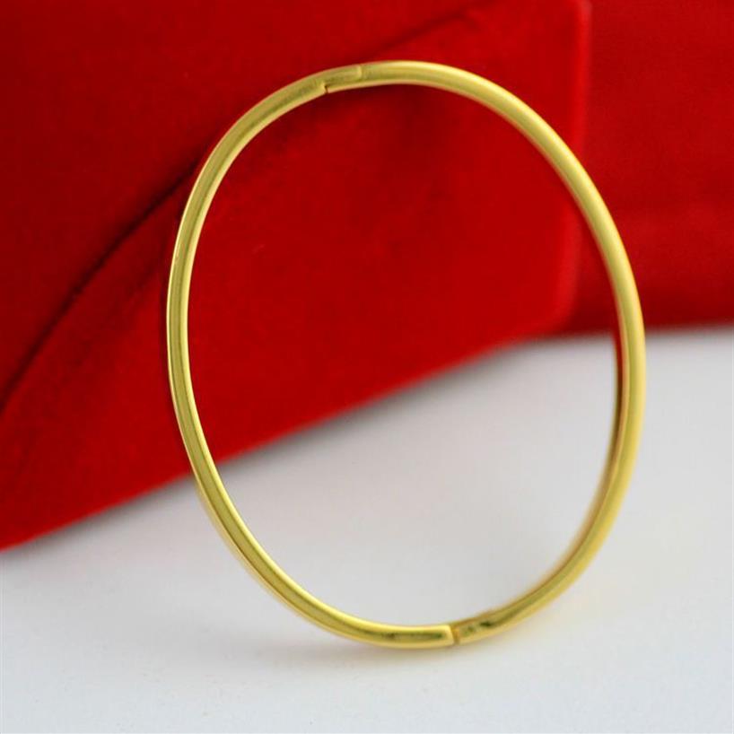 Kvinnors tunn armband gult guldfylld klassisk oval slät armbandsmodelsmycken gåva 50mm 59mm2625
