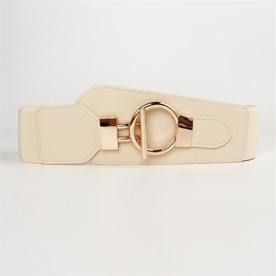 Ceinture ceinture de boucle dorée pour femmes mode large ceinture élastique robe couleur beige noire et manteau cadeau cummerbunds312p