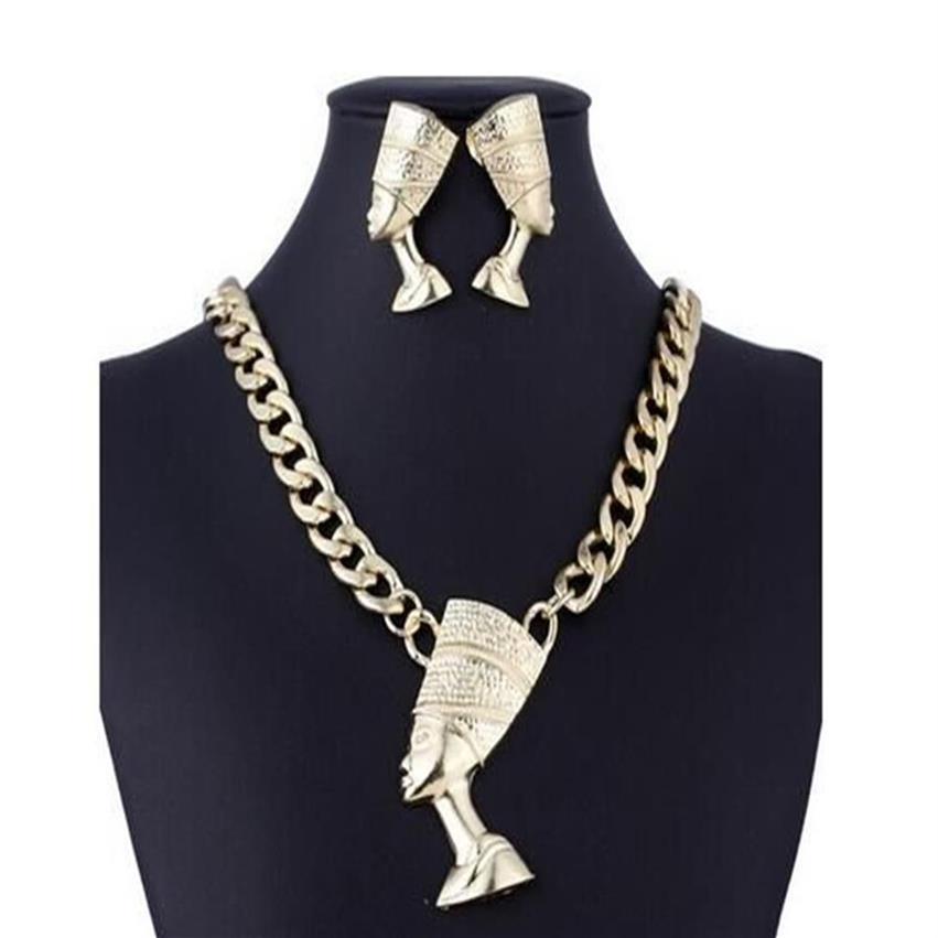 Ny klassisk överdrift Kvinnsmycken Set Rätt symbol för den egyptiska farao -legeringsmycken Classic Clavicle Chain273i