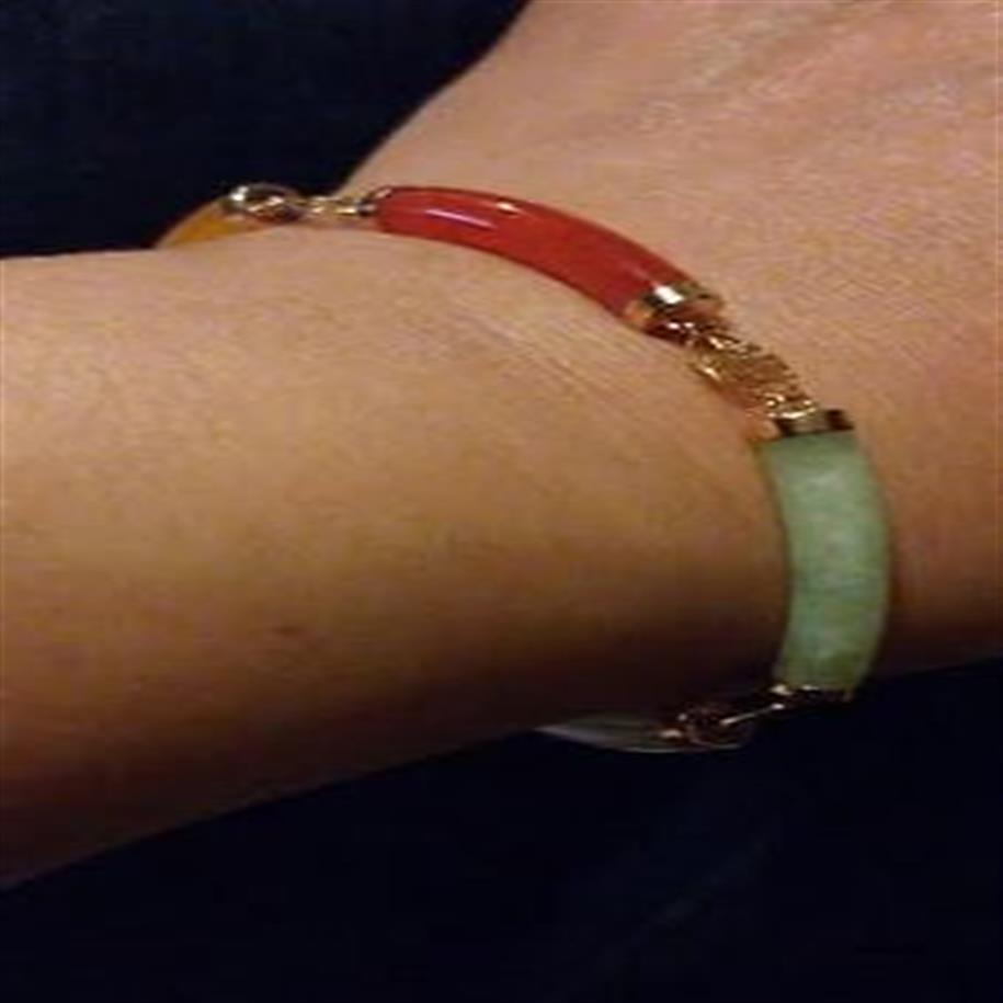 Ganzes günstiges FABELHAFTES QVC-Armband aus 14 Karat Gelbgold mit chinesischer Jade227b