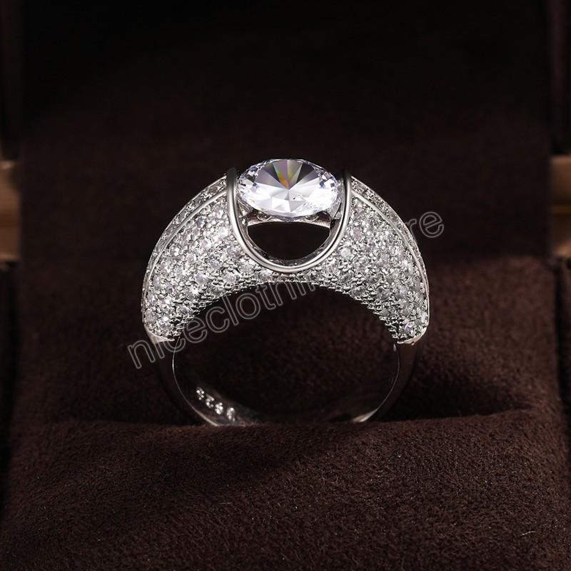 Luxe solitaire bandring voor dames ronde zirkon jubileum bruidsfeest bruidsringen briljante klassieke sieraden charme cadeau