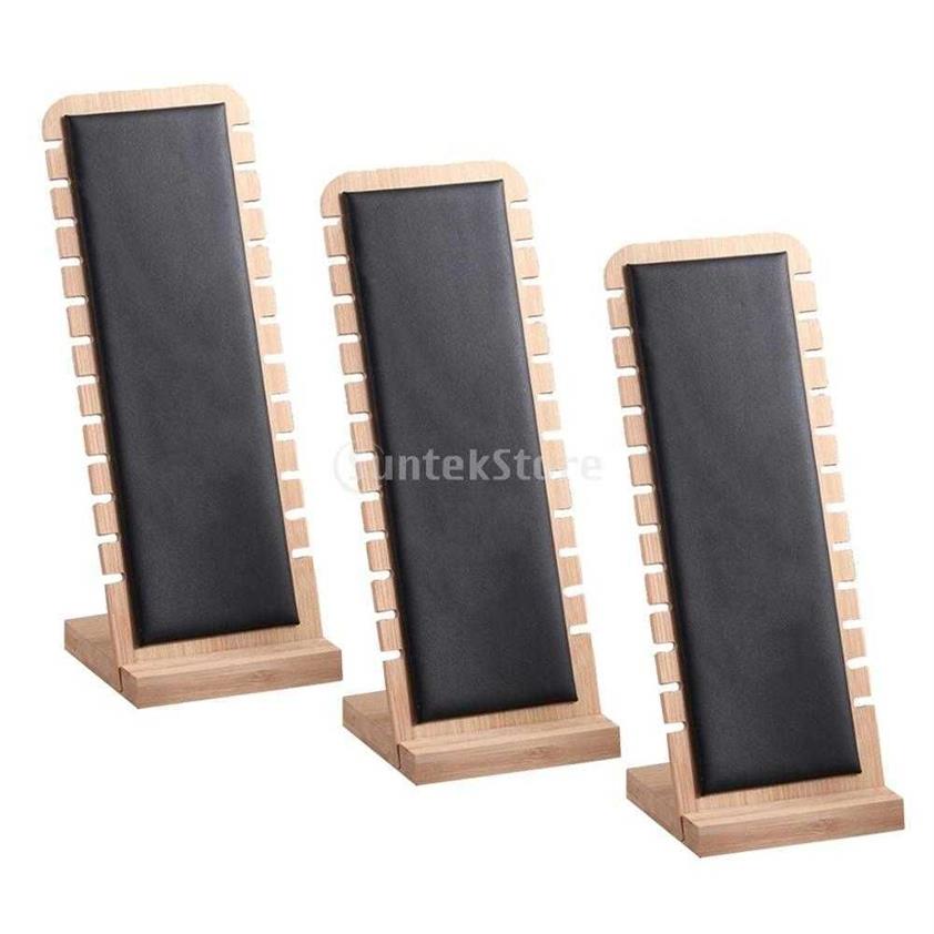 3X Modern Bamboo Necklace Jewelry Tablett Display Boards 27x10cm Neckchain Display Stand 210713174Q