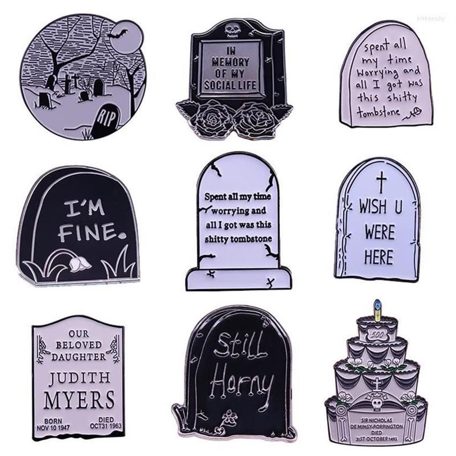 Spille Collezione Tombstone Spilla smaltata Umorismo gotico Horror Halloween Accessori208f