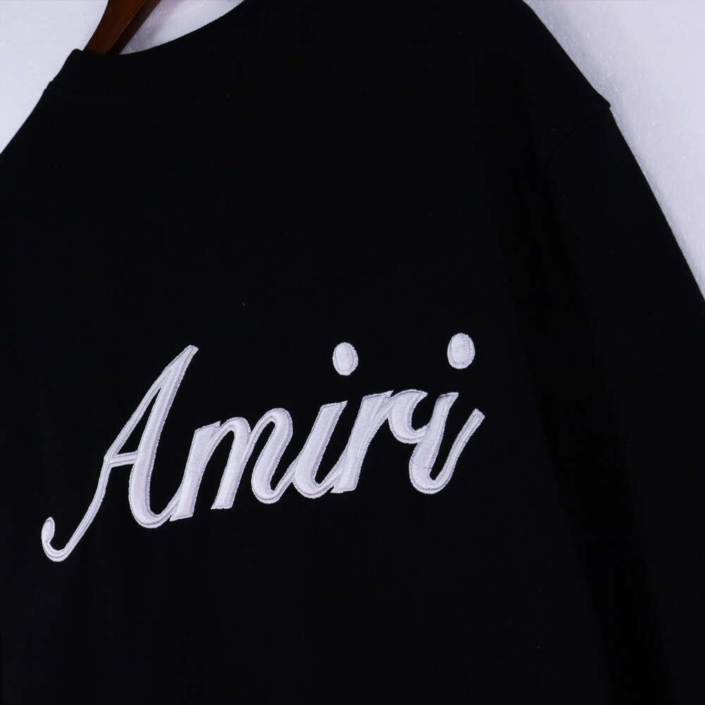 2024 Autumn/Winter New AMI Black Embroidered Round Neck Sweater Unisex Sweater