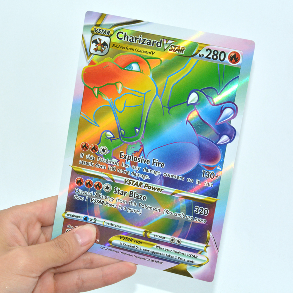 빅 포켓몬 카드 VSTAR 팩 대형 점보 문자 XXL VMAX GX ARCEUS PIKACHU MEWTWO Charizard Super Rare Rainbow Card
