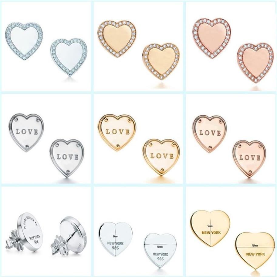 S925 Orecchini borchie S925 Silver Sweet Heart Heart donne Lettere di marca di lusso Cute OL ORESCHE ALL'ARENGLIO ASIMMETRI E230F E230F