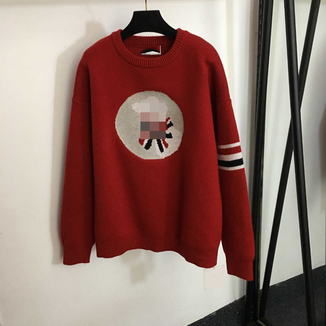 Suéteres femininos nova tendência ano chinês versátil arco triunfal pelúcia bordado manga comprida pulôver camisa de malha vermelha