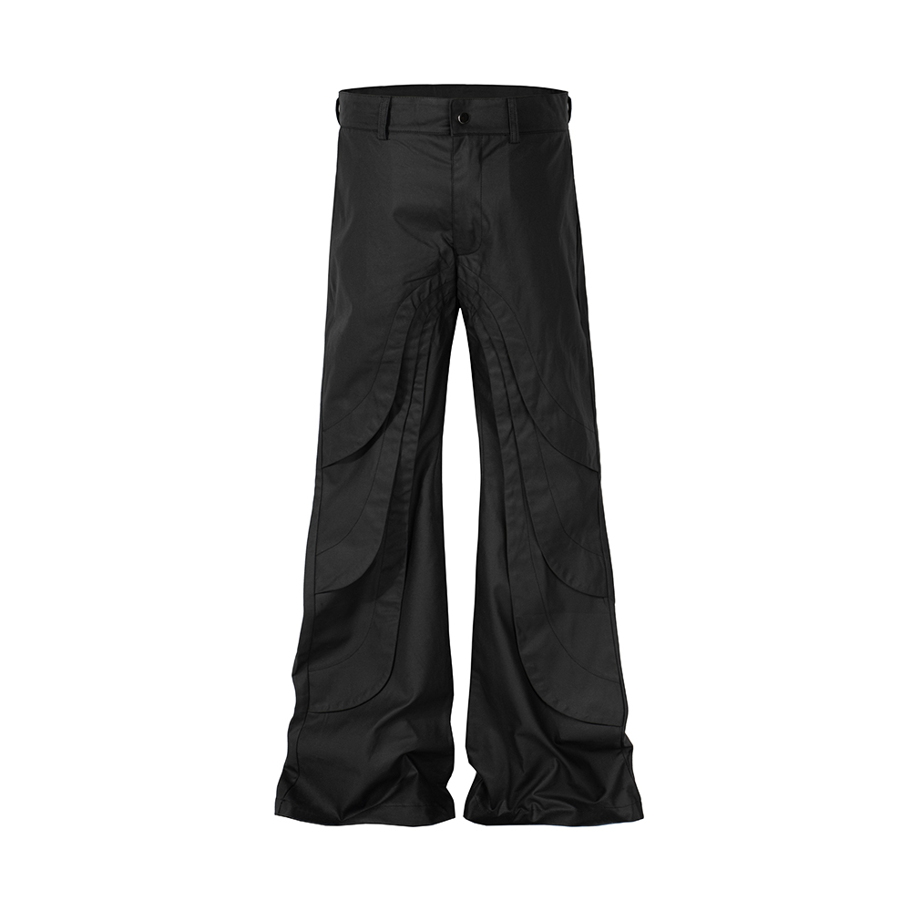 Streetwear Wide Leg Pu Leather Black Color Baggy Casual Flared Jeans Straight Casual Cargo Pants Oversized